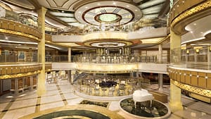 Rendering of the Atrium from Deck 6 on the Royal Princess, courtesy of Princess Cruises Royal Princess, new ship